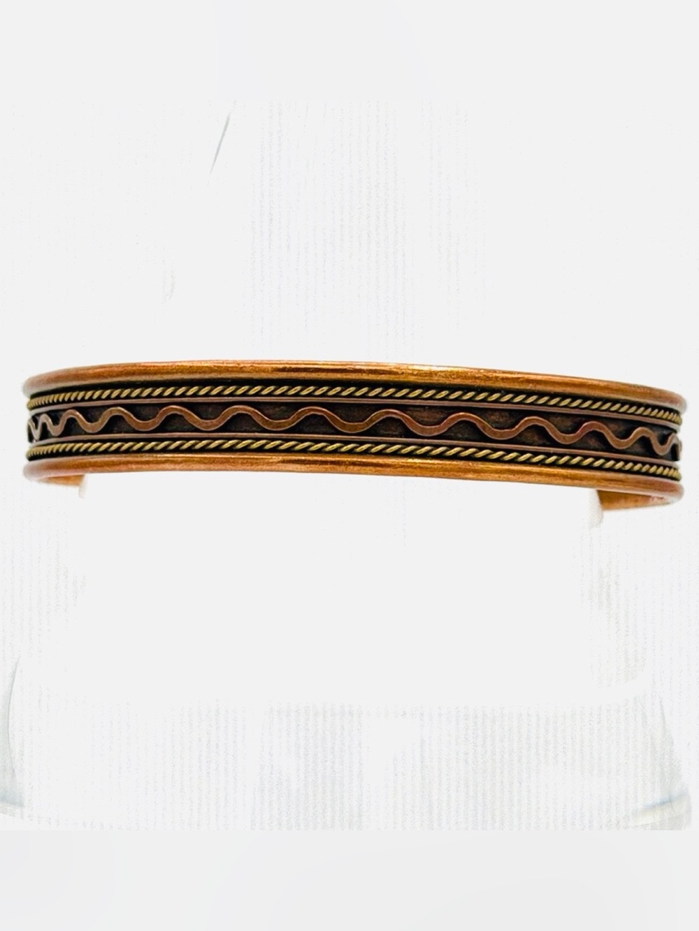 Vintage Copper Cuffed Bracelet Unisex Men or Woman’s Jewelry Tribal Design